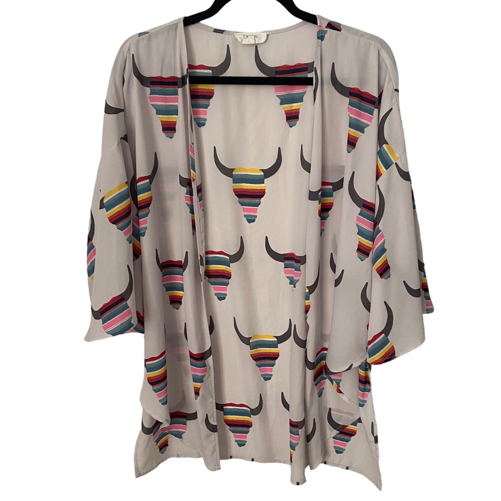 🎄🎁Peach Love California Bull Skull Boho Kimono🎁🎄